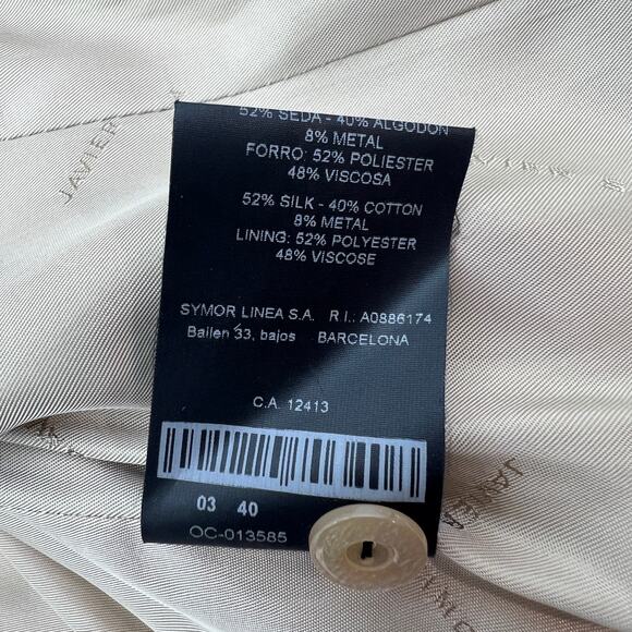 Javier Simorra Silk Jacket Tan Neutral Long Sleeves Ruffles - Picture 6 of 8